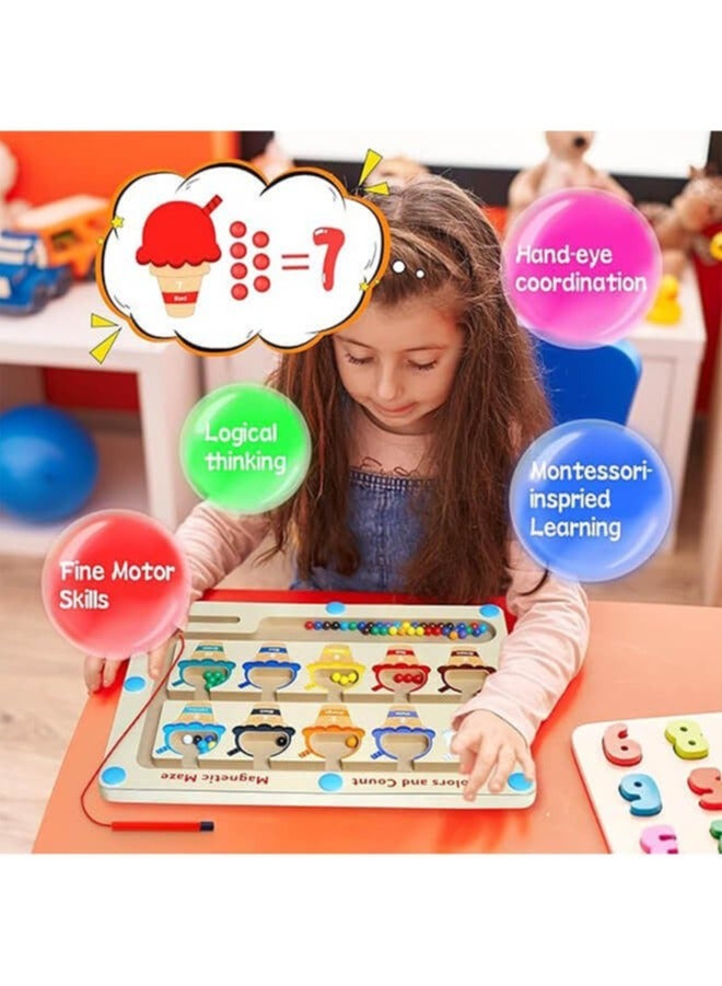 Magnetic Educational Toy for Kids Ages 3 and Up - Color and Number Maze Board, Safe Wooden Game for Fine Motor Skills, Ideal Gift for Boys and Girls - Image 3