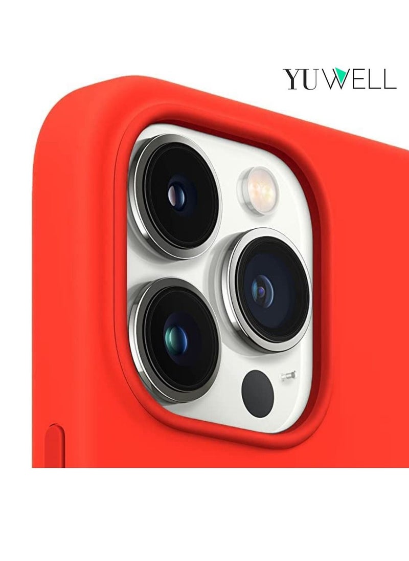 Yuwell - iPhone 14 Pro Max Case Silicone Shockproof Protective Case Cover 6.7 Inch Soft Liquid Gel Rubber iPhone 14 Pro Max Silicone Case Red - Image 1