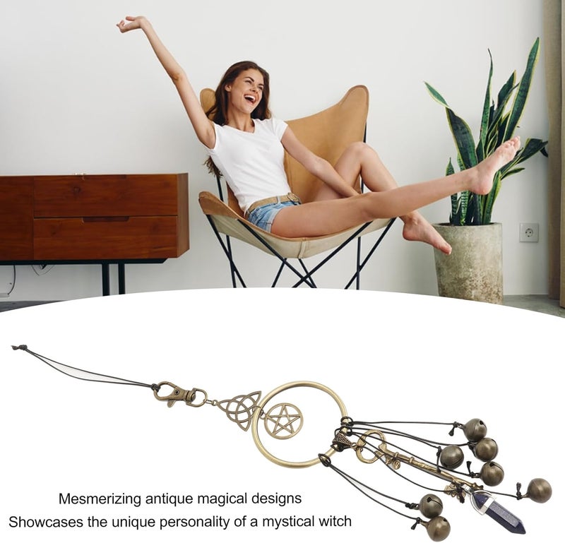 Witch Bells for Door, Witch Wind Chimes Hanger Protection Antique Magic Keys Exquisite Witchcraft Bells Supplies for Home Door Room - Image 4