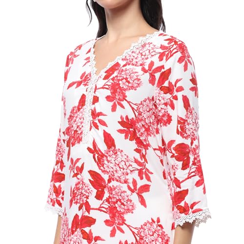 Biba Red Rayon Straight Kurta - Image 2