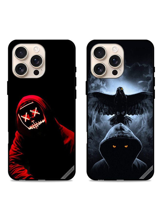 Covernex Two Cases For Apple iPhone 16 Pro Max Protective Covers Halloween Mask and Eagle  - Image 1