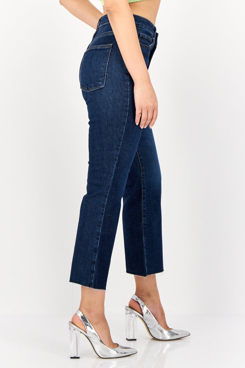 Universal Thread Women Bootcut Fit Washed Stretchable Short Jeans, Blue  - Image 2