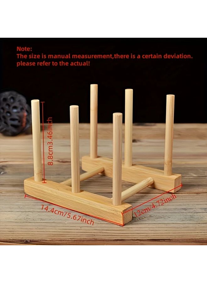 Six Rods Space Saving Cup Holder Organizer Sturdy Wooden Storage Rack Modern Minimalist Design - Image 3