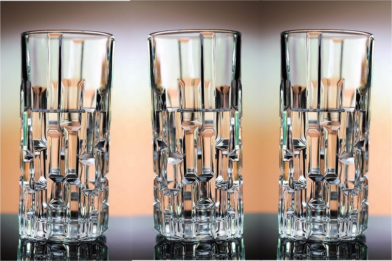 VILON Italian Premium Top Drink Pisa Water and Juice Glasses Set of 6 Drinking Stylish and Crystal Highball Glasses for Water Juice and Cocktails 300ML Transparent - Image 4