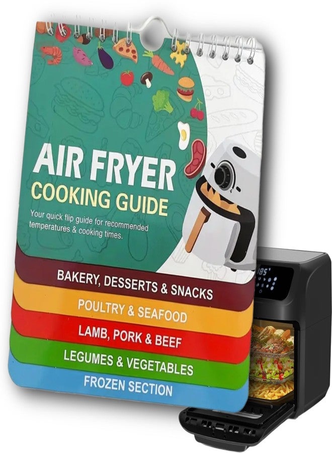 Silreck Air Fryer Cheat Sheet Magnetic Cooking Guide Booklet I Fridge-Ready Air Fryer Magic: Cookbook with Hanging Loop & Magnet (Multi Colour), SCG001 - Image 1