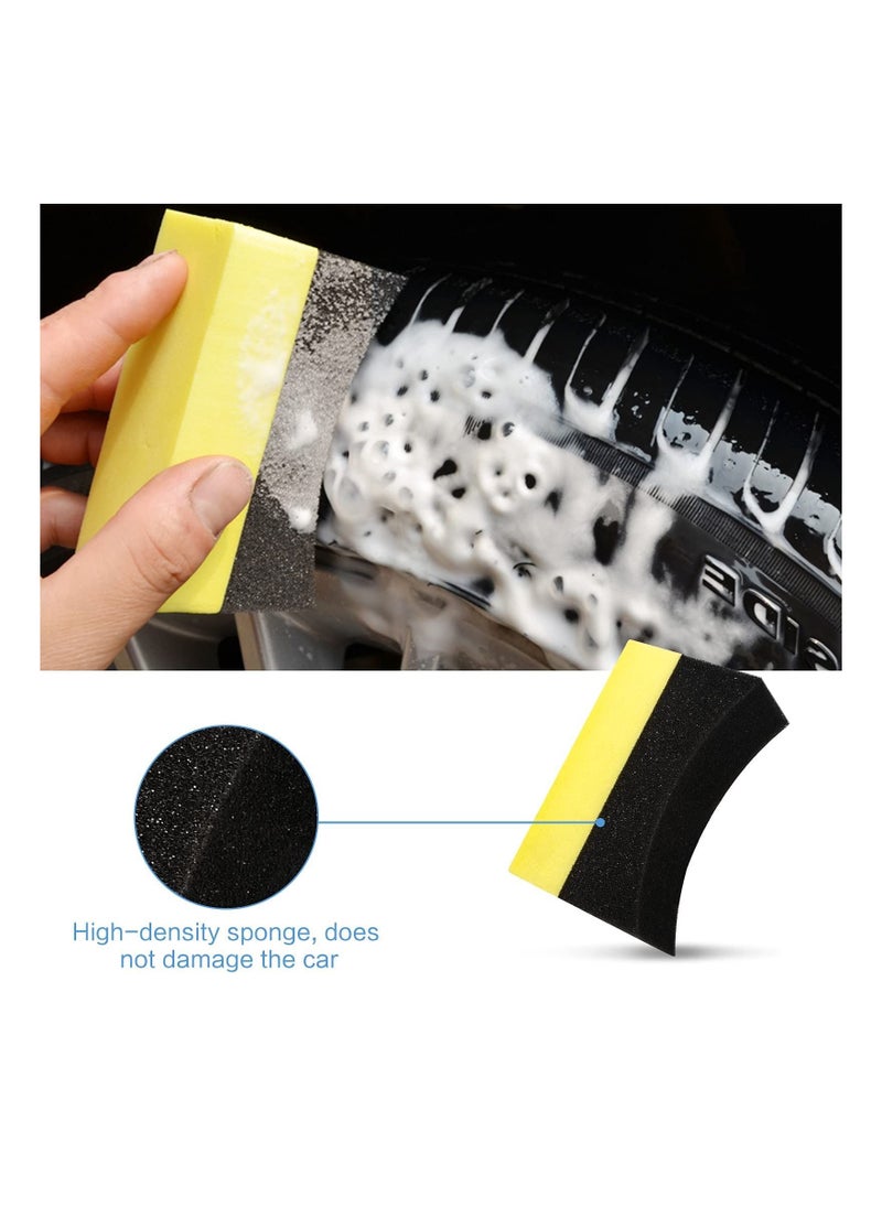 Y&D - Car Tyre Cleaning Sponge, Professional Automobile Wheel Washer Tire Dressing Applicator Sponge Easy To Clean Corner Curved Beauty Tool 5 Pcs - Image 1