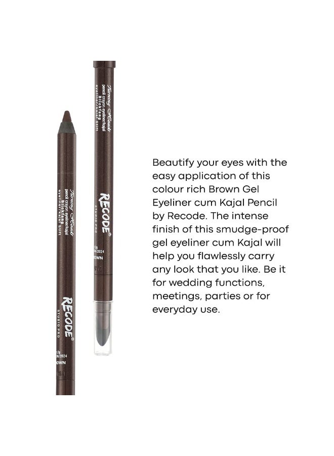 Recode Matt Turning Heads Crayon Gel Eyeliner Kajal Pencil Smudger Long Lasting Waterproof Smudge Proof Brown 1.2gm - Image 4