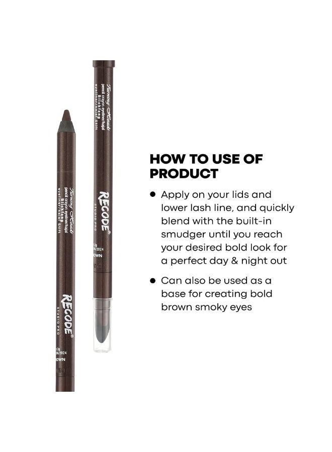 Recode Matt Turning Heads Crayon Gel Eyeliner Kajal Pencil Smudger Long Lasting Waterproof Smudge Proof Brown 1.2gm - Image 3