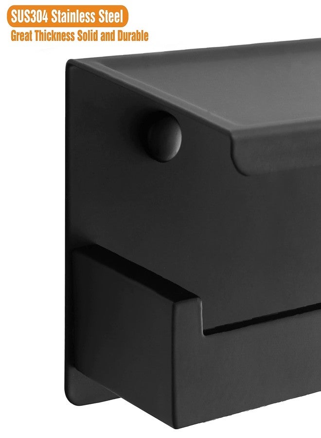 HITSLAM Toilet Paper Holder with Shelf, Stick on Matte Black Toilet Paper Roll Holder, Self Adhesive or Wall-Mount with Screws for Bathroom,Washroom - Image 5