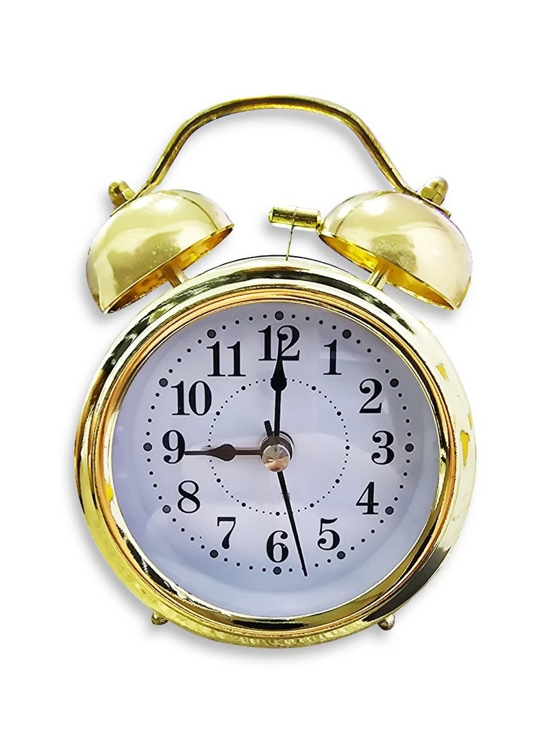 Generic - Mini Alarm Clock Classic cartoon design, reliable alarm function, suitable for all ages, battery operated, cute office decor, special gift, bedroom decor, with classic design and cheerful gold color - Image 1