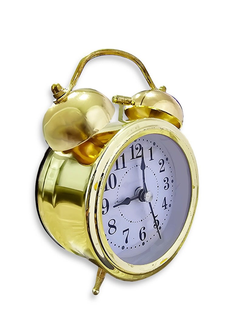 Generic - Mini Alarm Clock Classic cartoon design, reliable alarm function, suitable for all ages, battery operated, cute office decor, special gift, bedroom decor, with classic design and cheerful gold color - Image 1