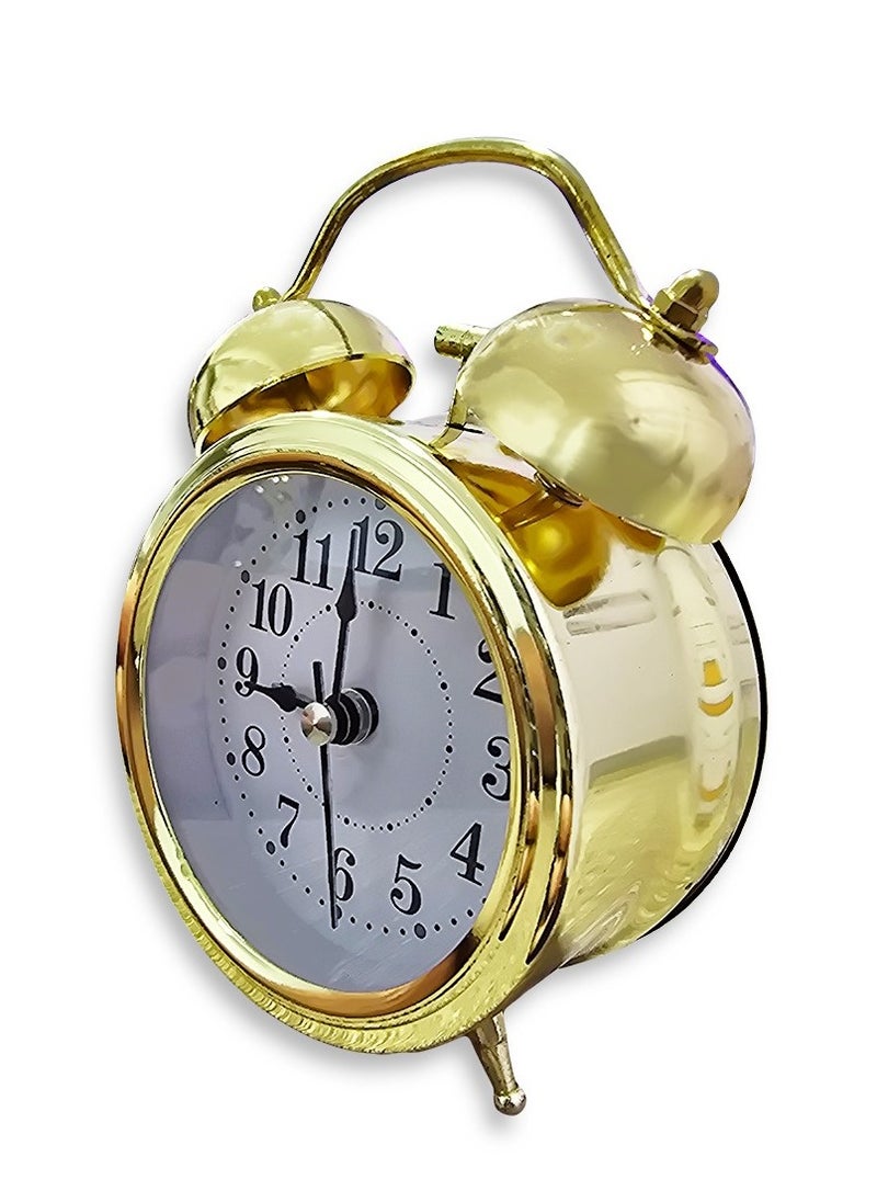 Generic - Mini Alarm Clock Classic cartoon design, reliable alarm function, suitable for all ages, battery operated, cute office decor, special gift, bedroom decor, with classic design and cheerful gold color - Image 1