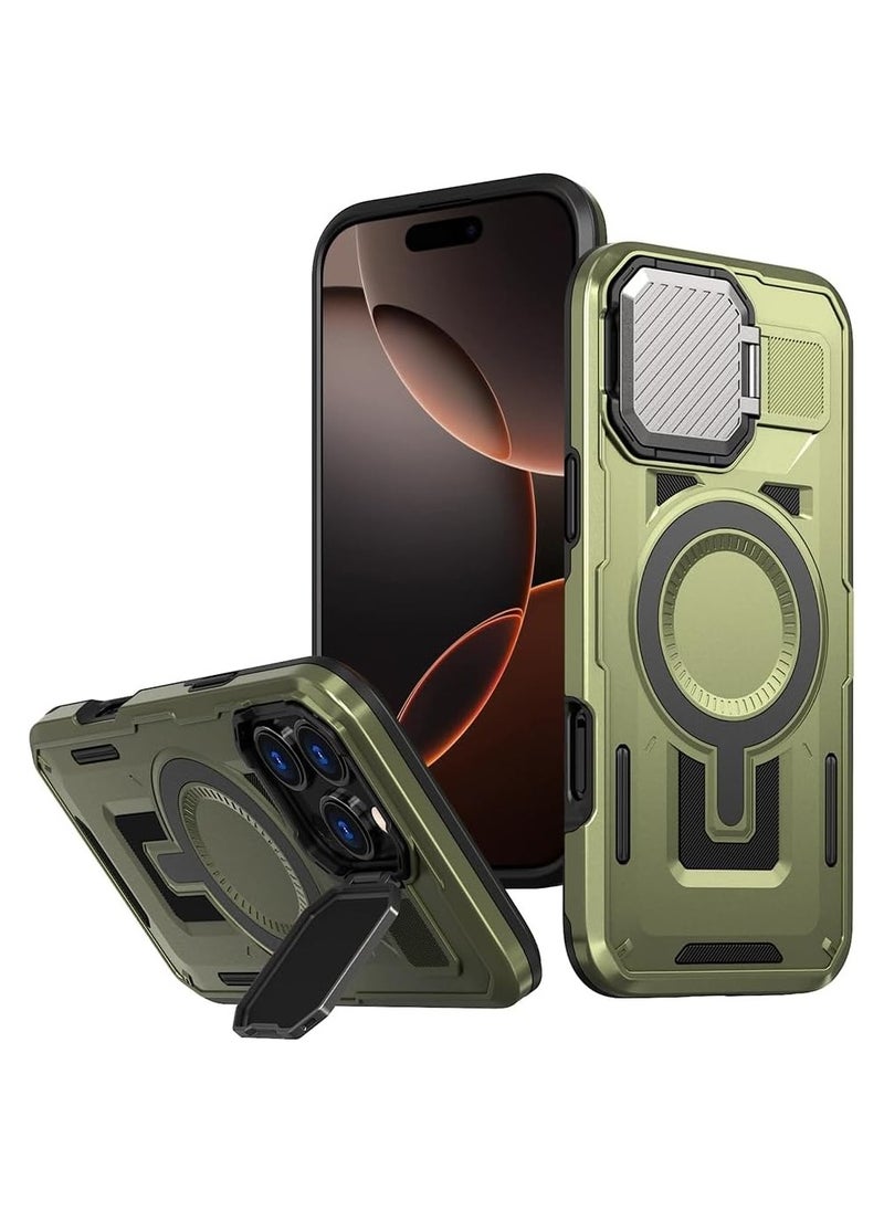 GOLDEN MASK - GOLDEN MASK Compatible With iPhone 14 Pro Max Case with Camera Protection, with Mag-safe Case Magnetic with Stand (Green) - Image 1