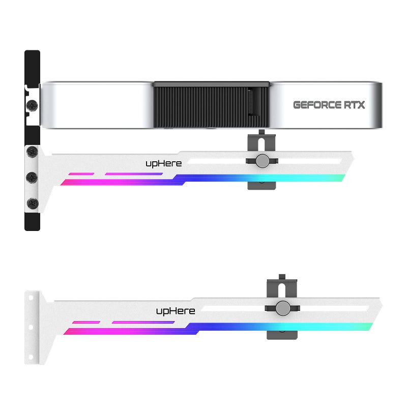 upHere 5V Addressable RGB White Graphics Card GPU Brace Support Video Card Sag Holder,Built-in 5V ARGB Strip,Adjustable Length and Height Support,G276WTARGB - Image 1