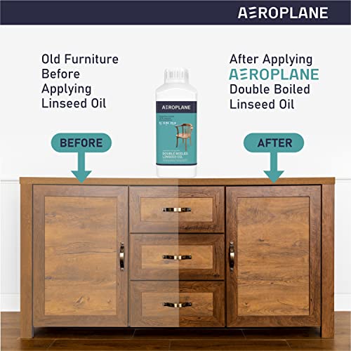 AEROPLANE - Double Boiled Linseed Oil - Used for Wood Finishing & Restoration, Sports Equipment, Wall Base Coat & Putty, Tools & Hardware - Natural Wood Varnish (1 LTR) - Image 5