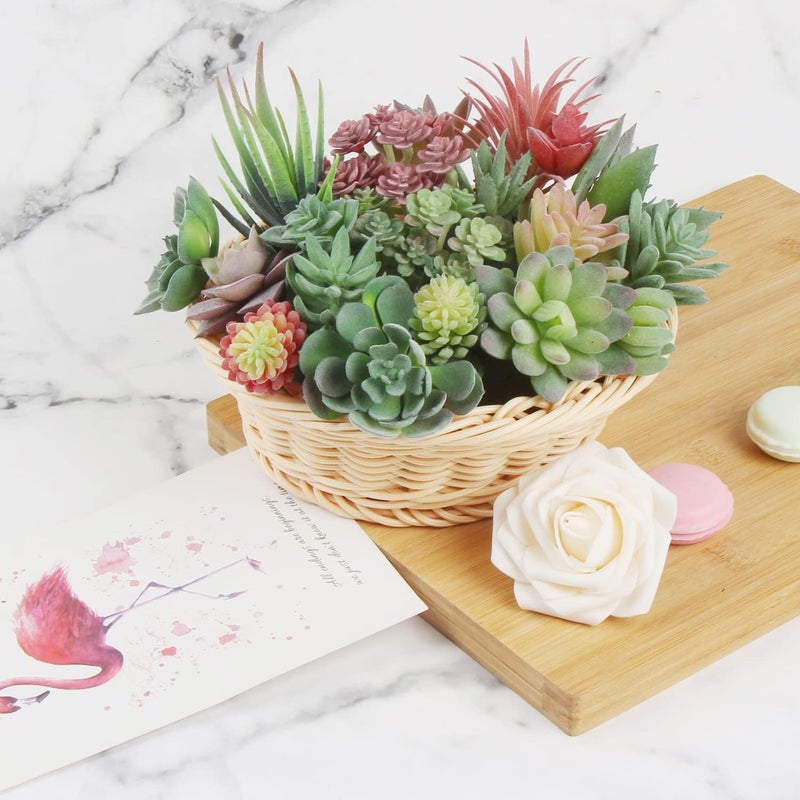 FOIMAS 18pcs Mini Artificial Succulent Plant,Flocked Faux Succulent for Floral Wall Garden Arrangement Home Office Decor,Unpotted - Image 2