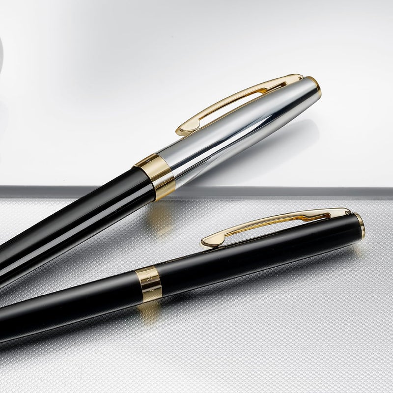SHEAFFER Pen Sheaffer Sagaris E9475 Glossy Black Barrel With Chrome Cap And Gold Trims Bp - Image 2