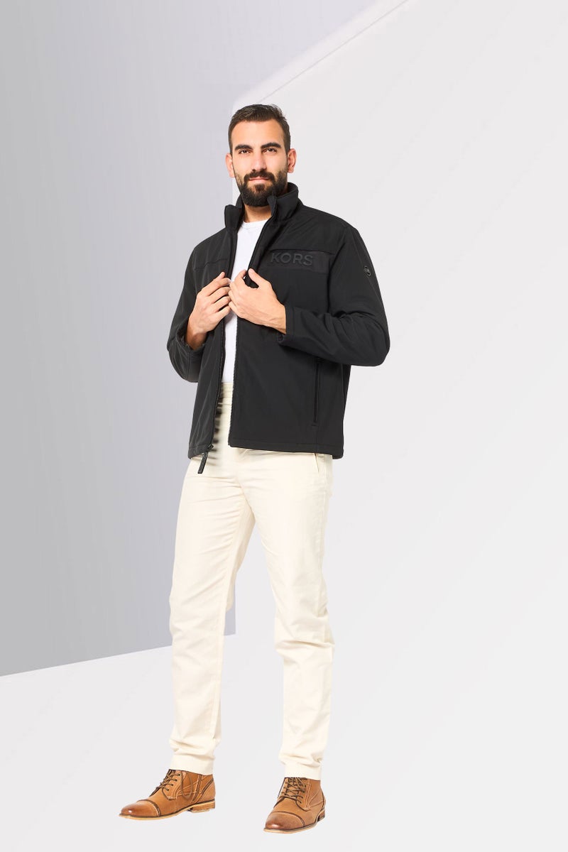 Michael Kors جاكيت سوفت شل للرجال بشعار العلامة التجارية، أسود - Image 4