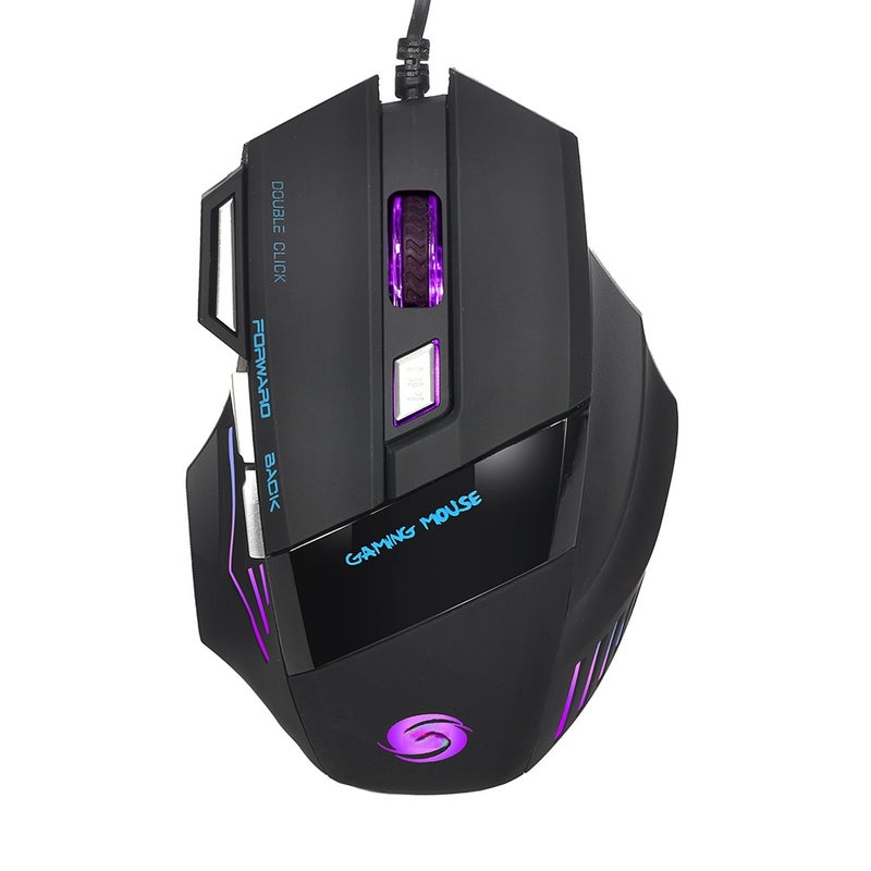 3200 DPI 7 Button 7D LED Optical USB Wired Gaming Mice for Laptop PC Professional Gamer Adjustable Black - Image 1