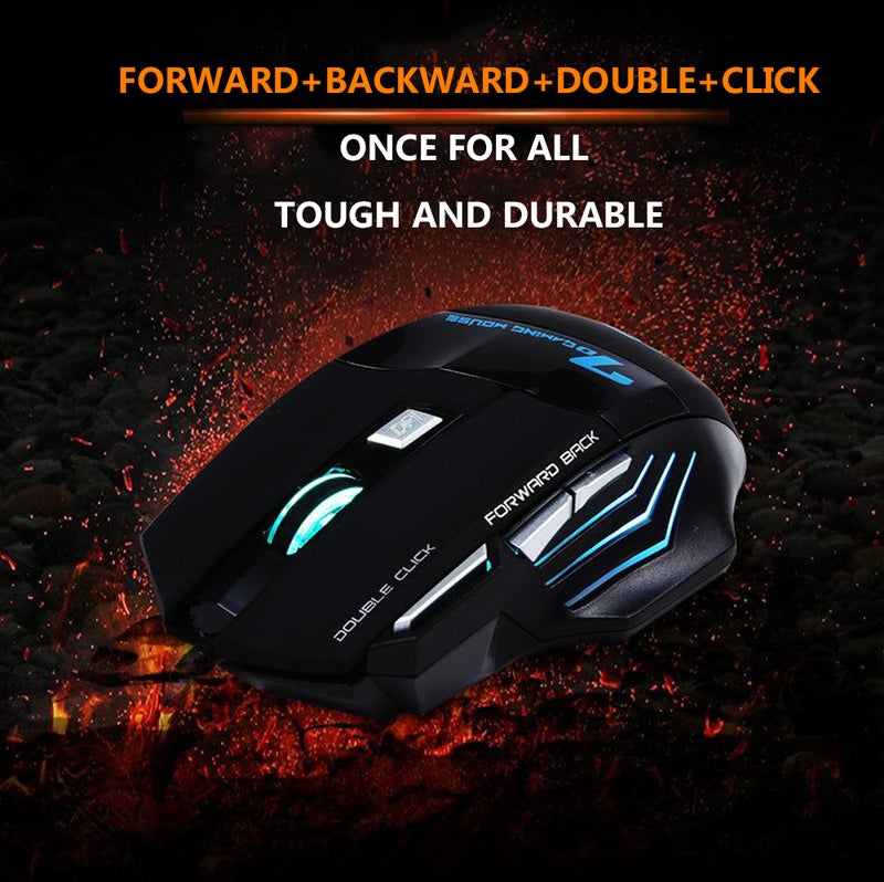 3200 DPI 7 Button 7D LED Optical USB Wired Gaming Mice for Laptop PC Professional Gamer Adjustable Black - Image 2
