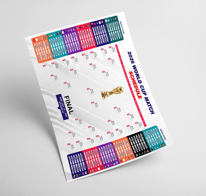 2026 FIFA World Cup Match Schedule Poster A3 Size  ( PRINT ONLY )– Full Tournament Bracket Wall Chart, Football Fixtures Planner, Soccer Fan Wall Art, Soccer Memorabilia Gift for Football Fans
