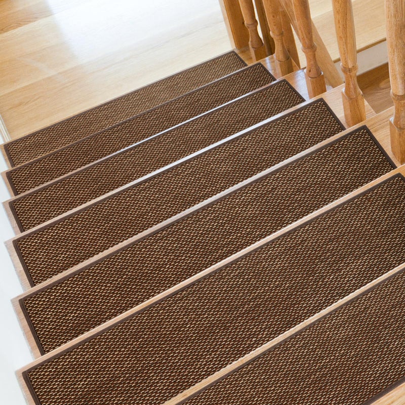 SMILOOL Stair Treads Non Slip for Wooden Steps Indoor 9" x 36" 15 Pack Extra Wide Stairs Tread Carpet Runner, Step Pads with Reusable Adhesive for Dogs Kids Elders, Machine Washable, Brown - Image 1