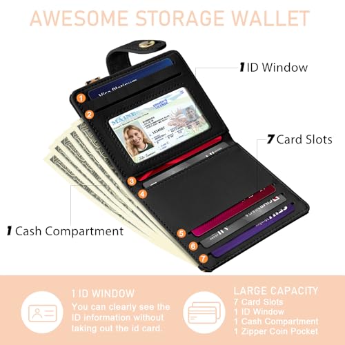 Jogjam Halloween Cute Cat Ghost Rfid Wallet, Small Spooky Bats Pumpkin Slim Thin Credit Card Women Wallet, PU Leather Bifold Cash Zipper Coin Pocket for Holiday Gifts - Image 4