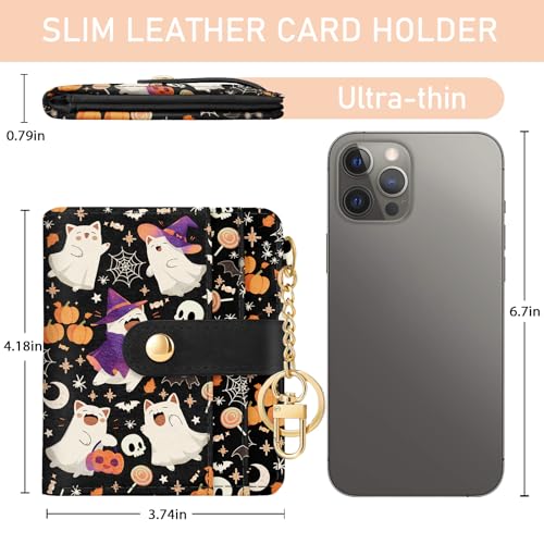 Jogjam Halloween Cute Cat Ghost Rfid Wallet, Small Spooky Bats Pumpkin Slim Thin Credit Card Women Wallet, PU Leather Bifold Cash Zipper Coin Pocket for Holiday Gifts - Image 5