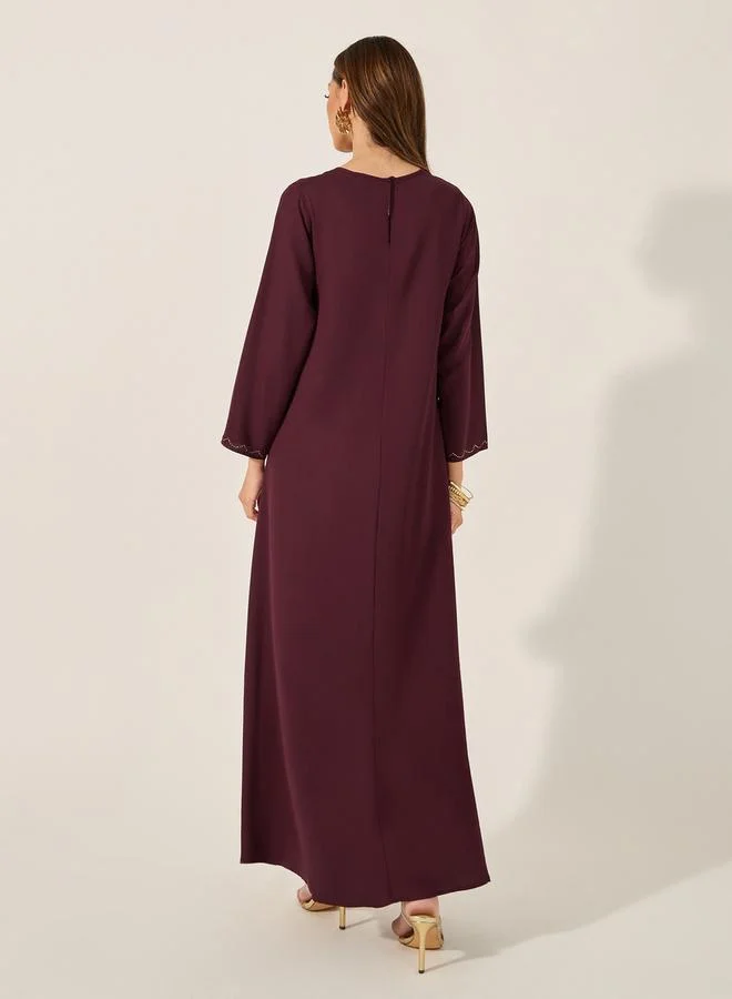 Styli Embellished Round Neck A-Line Jalabyia