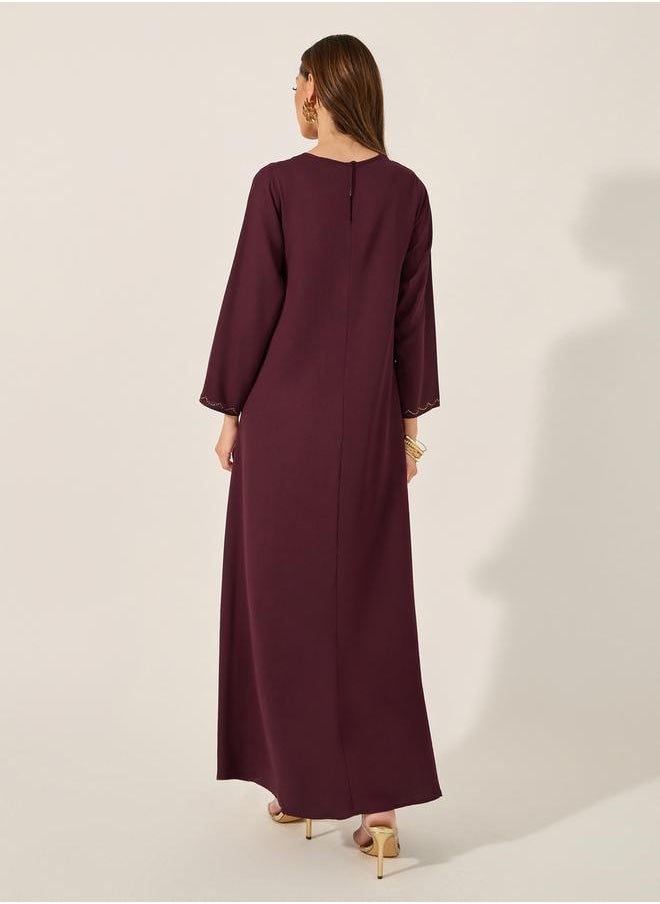 Styli - Embellished Round Neck A-Line Jalabyia - Image 1