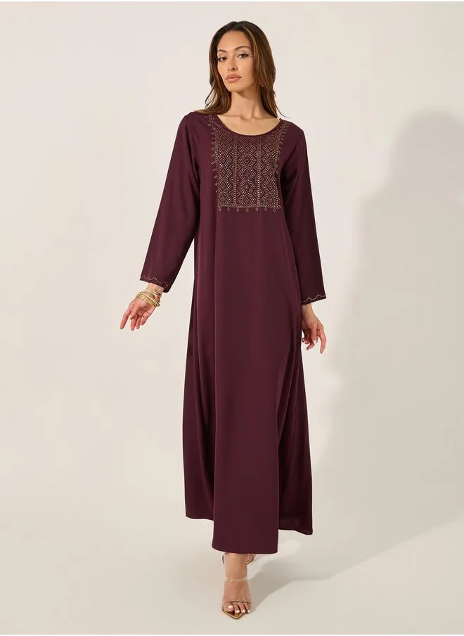 ستايلي Embellished Round Neck A-Line Jalabyia