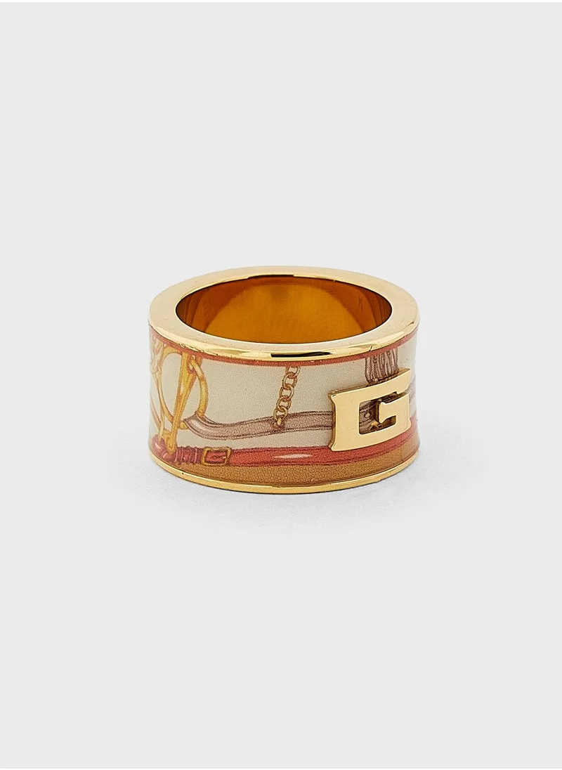 GUESS Horsebit Print Ring