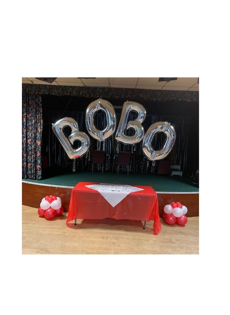 بارتي ويذ إيما الحروف الفضية من الألف إلى الياء بالونات 32 بوصة بالونات الأبجدية الكبيرة الفضة رقائق الهيليوم رسالة بالون لحفل عيد ميلاد الذكرى الزفاف الديكور (فضي-N) - Image 3