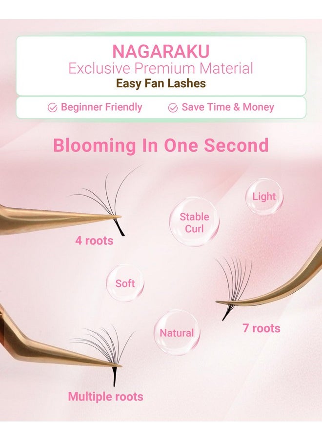 NAGARAKU NAGARAKU Easy Fan Eyelash Extensions Volume Lash 0.07 D curl 8-15mm Mix Tray Rapid Blooming Faux Mink Cluster For Beginners Soft Professional Lash Supplies  - Image 5