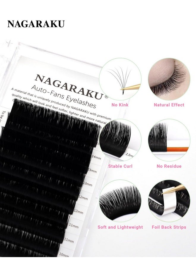 NAGARAKU NAGARAKU Easy Fan Eyelash Extensions Volume Lash 0.07 D curl 8-15mm Mix Tray Rapid Blooming Faux Mink Cluster For Beginners Soft Professional Lash Supplies  - Image 2