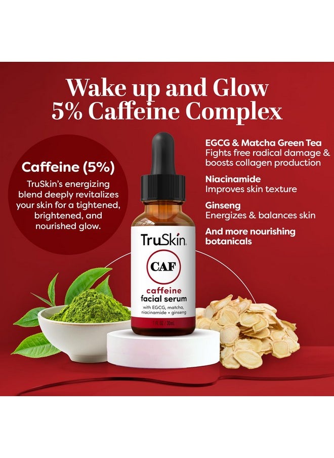TruSkin - TruSkin Caffeine Face & Eye Serum - Energizing 5% Caffeine Serum with EGCG - Dark Circles Under Eye Treatment with Niacinamide Matcha and Ginseng - Reduce Eye Puffiness in 60 Days, 1 Fl Oz - Image 1