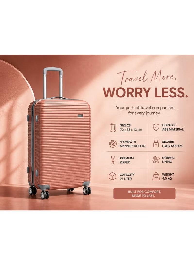 28 Inch Trolley Travel Suitcase with Spinner Wheels, Durable Hard Shell ABS Luggage, Large Capacity Checked Baggage for Business and Vacation Travel - Image 2