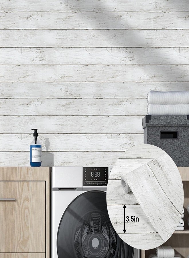 Abyssaly White Wood Shiplap Peel and Stick Wallpaper Farmhouse Wallpaper Self-Adhesive Removable Bulletin Board Wall Paper Peel and Stick Modern Wooden Grain Contact Paper 17.71" X 118" - Image 5