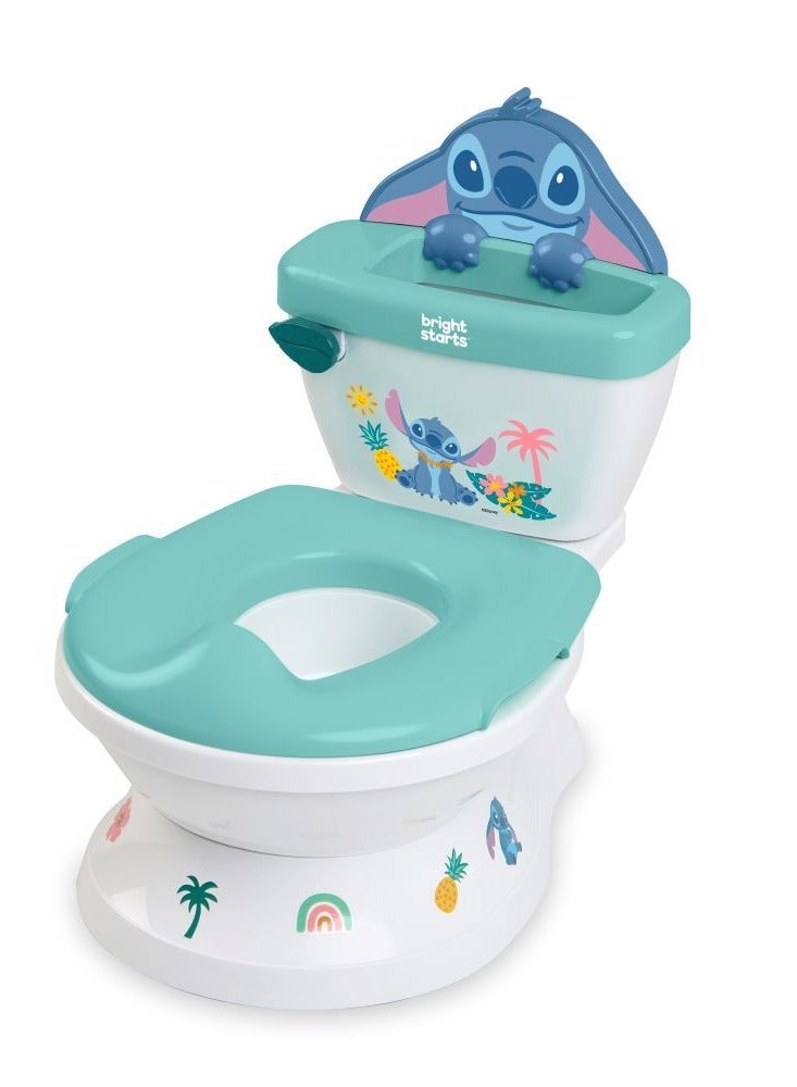 Bright Starts مقعد تدريب على المرحاض 2 في 1 من ديزني ستيتش مع أصوات وملصقات، 1.5 - 5 سنوات - Image 1
