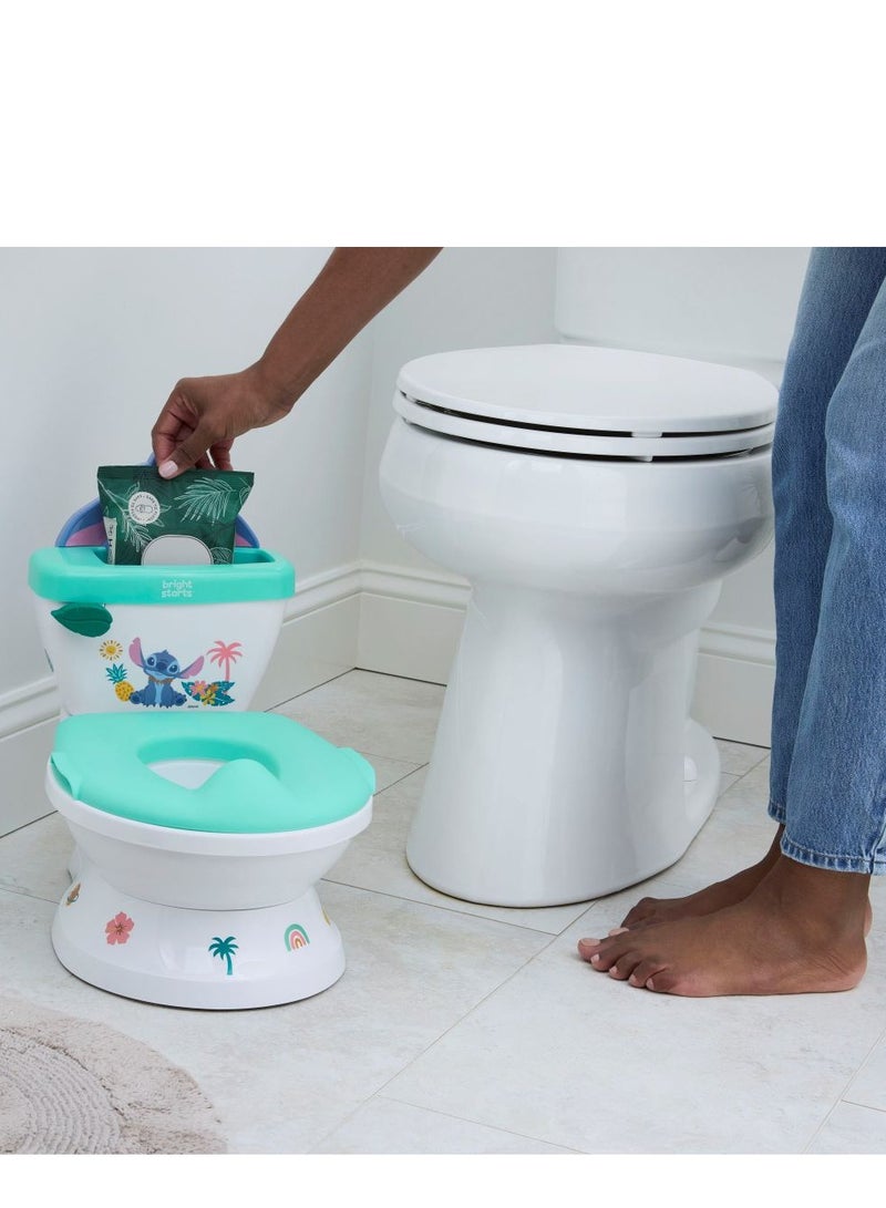 Bright Starts مقعد تدريب على المرحاض 2 في 1 من ديزني ستيتش مع أصوات وملصقات، 1.5 - 5 سنوات - Image 2