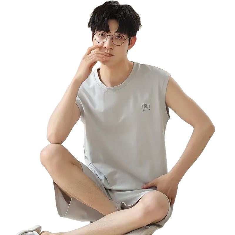 Men's Modal Summer Sleepwear Set - Sleeveless Vest and Shorts, Loose Fit - Image 4