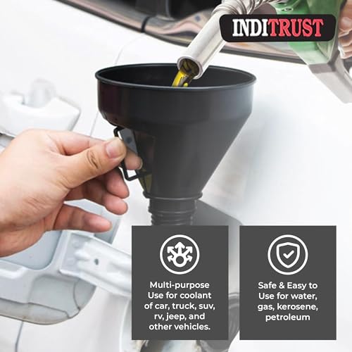 Inditrust 2 in 1 Plastic Funnel Can Spout for Oil | Water | Fuel | Petrol | Diesel | Gasoline for Cars | Bikes | Trucks - Image 3