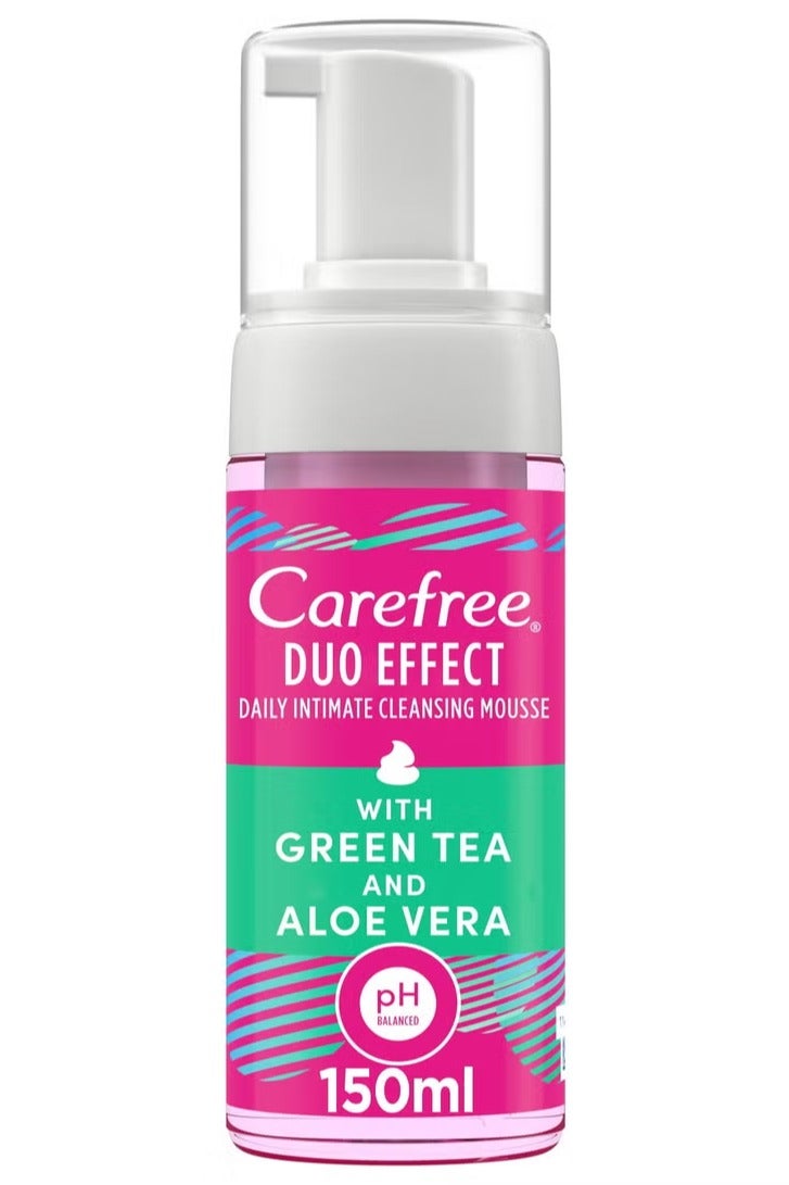 Carefree Daily Intimate Cleansing Mousse Duo Effect With Green Tea And Aloe Vera 150ml