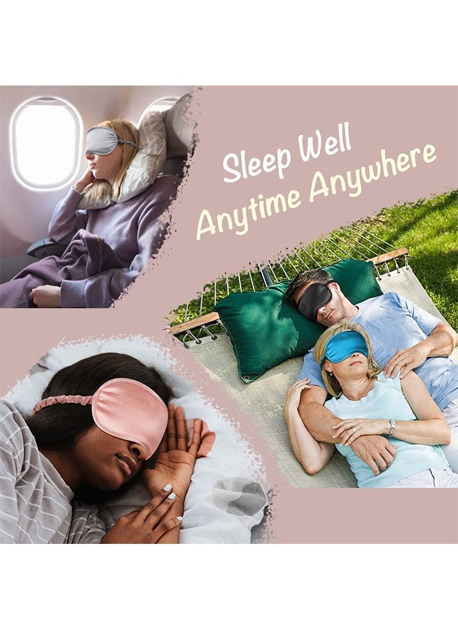Generic - Mulberry Silk Breathable Blockout Sleep Eye Mask, Zero Pressure Soft Comfortable Lightweight Adjustable Blinder, Elastic Silky Eye Cover Soft Satin Blindfold, Ear Hanging Elastic Strap (Pink) - Image 1