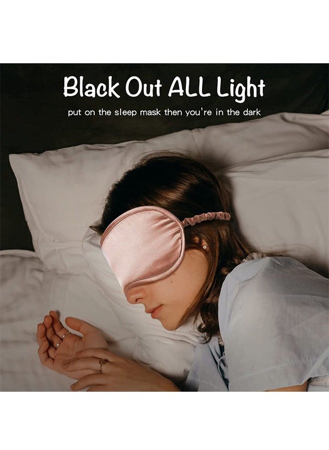 Generic - Mulberry Silk Breathable Blockout Sleep Eye Mask, Zero Pressure Soft Comfortable Lightweight Adjustable Blinder, Elastic Silky Eye Cover Soft Satin Blindfold, Ear Hanging Elastic Strap (Pink) - Image 1