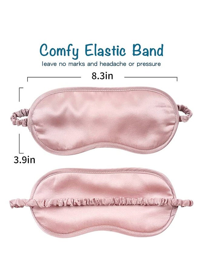 Generic - Mulberry Silk Breathable Blockout Sleep Eye Mask, Zero Pressure Soft Comfortable Lightweight Adjustable Blinder, Elastic Silky Eye Cover Soft Satin Blindfold, Ear Hanging Elastic Strap (Pink) - Image 1