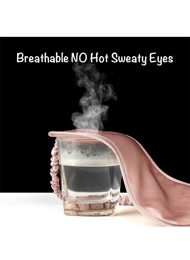Generic - Mulberry Silk Breathable Blockout Sleep Eye Mask, Zero Pressure Soft Comfortable Lightweight Adjustable Blinder, Elastic Silky Eye Cover Soft Satin Blindfold, Ear Hanging Elastic Strap (Pink) - Image 1