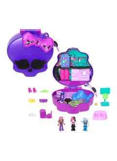 Polly Pocket Monster High Playset with 3 Micro Dolls & 10 Accessories, Opens to High School, Collectible Travel Toy with Storage  - Image 1
