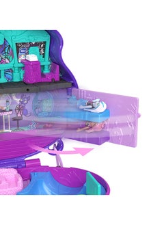 Polly Pocket Monster High Playset with 3 Micro Dolls & 10 Accessories, Opens to High School, Collectible Travel Toy with Storage  - Image 2
