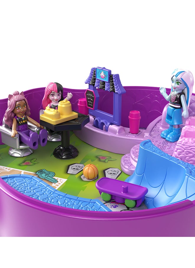 Polly Pocket - Monster High Playset with 3 Micro Dolls & 10 Accessories, Opens to High School, Collectible Travel Toy with Storage - Image 1